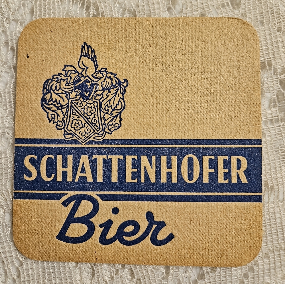 Schattenhofer Bier Coaster Vintage Beer Coaster With Blue Design